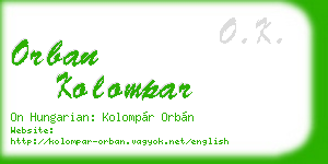 orban kolompar business card